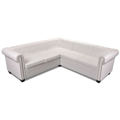 Canapé d'angle Chesterfield 5 places en cuir, vue de face