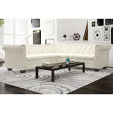 Canapé d'angle Chesterfield 5 places en cuir capitonné – 205 cm