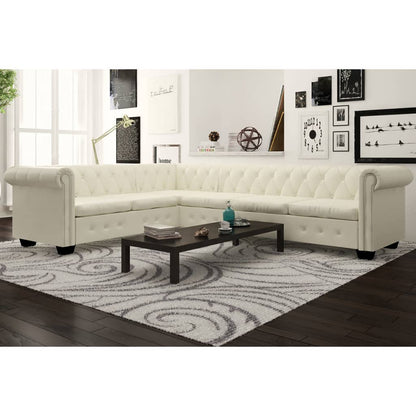 Canapé d'angle Chesterfield 6 places en cuir, autre coloris