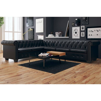 Canapé d'angle Chesterfield 6 places en cuir, coloris au choix