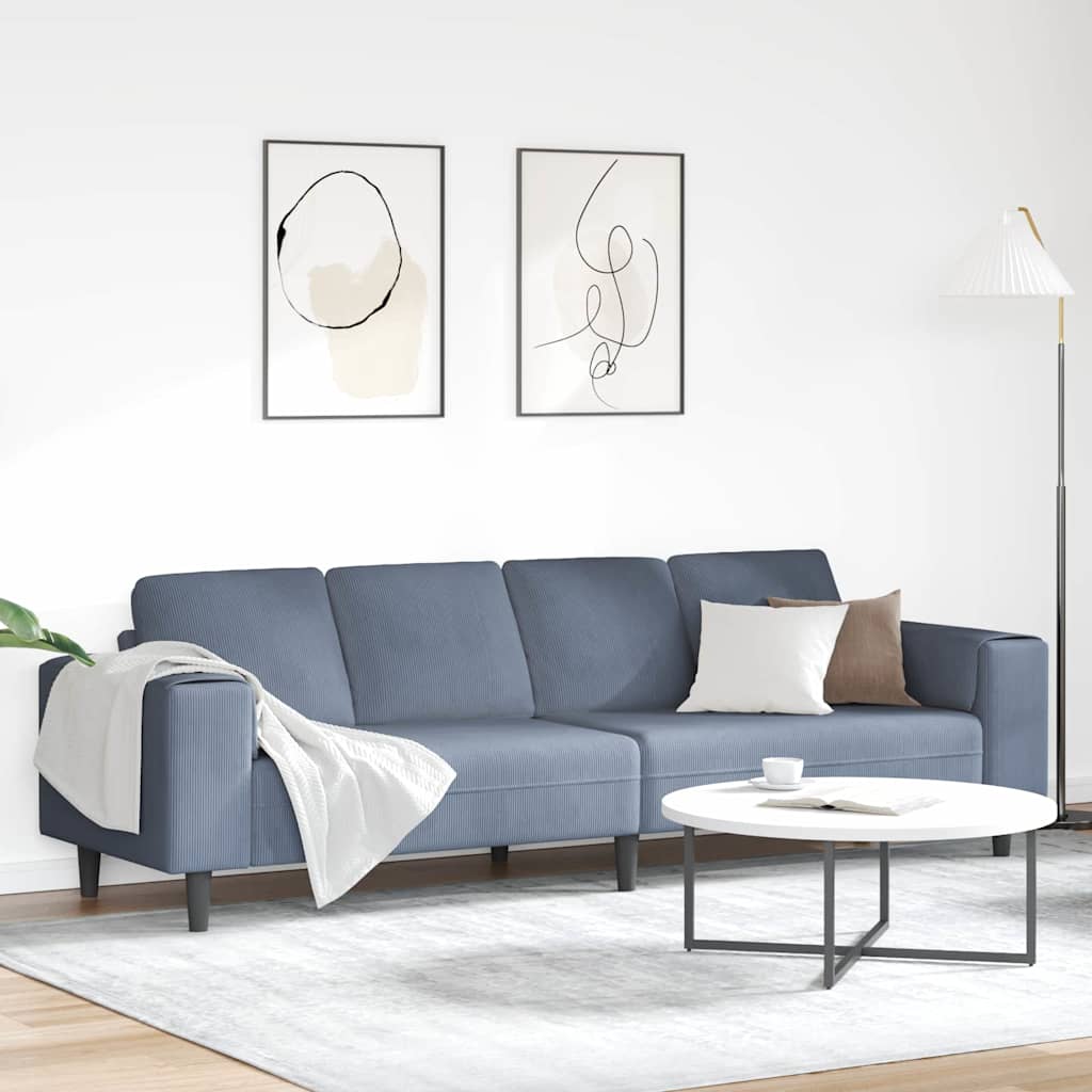 Canapé d'angle en U en velours côtelé OTTAVIA – avec module ottoman repositionnable