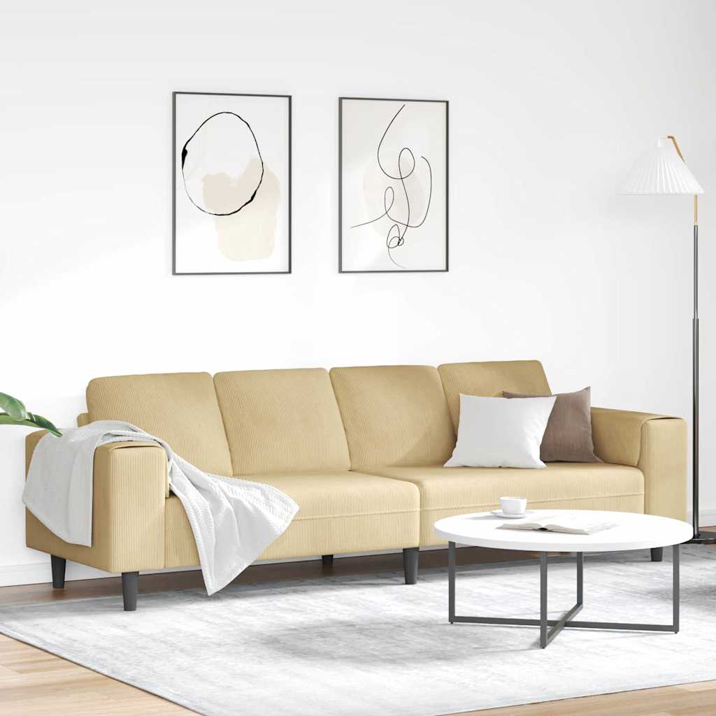 Canapé 250 X 188 X 76 Cm Tissu En Velours Côtelé