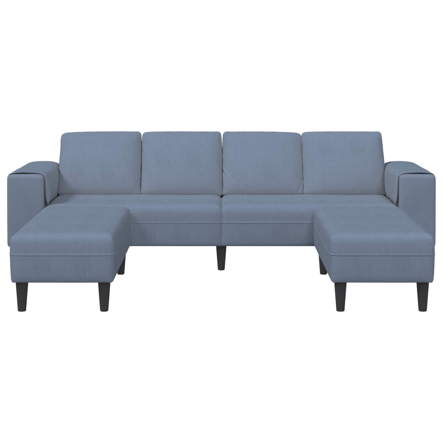 Canapé d'angle en U en velours côtelé OTTAVIA – avec module ottoman repositionnable