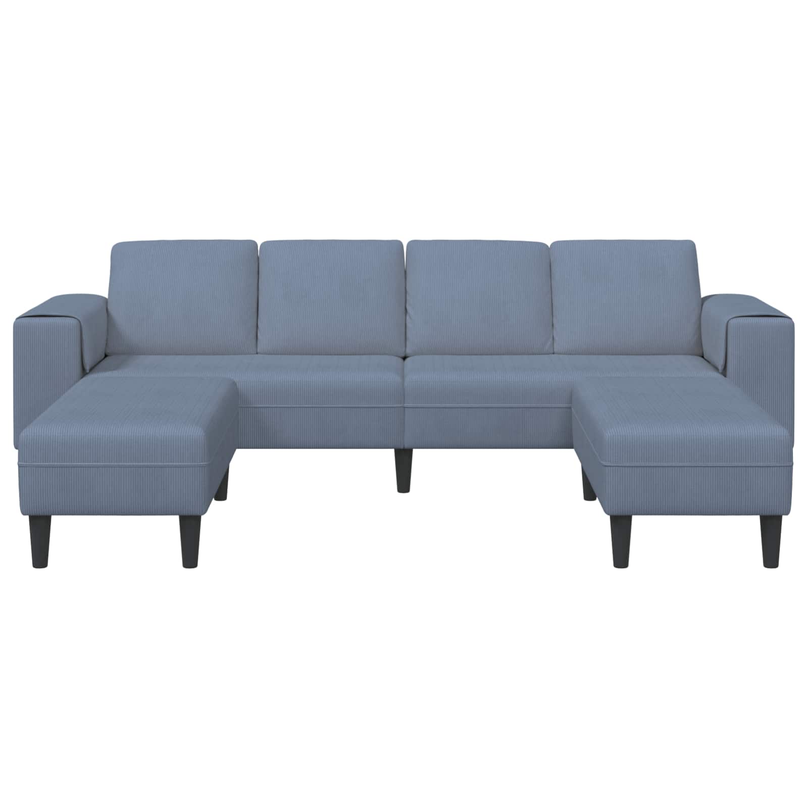 Canapé d'angle en U en velours côtelé OTTAVIA – avec module ottoman repositionnable